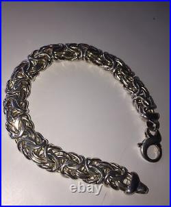 Sterling Silver Bracelet Byzantine Marked Italy 925 Lg. 9 in Lobster Claw Clasp
