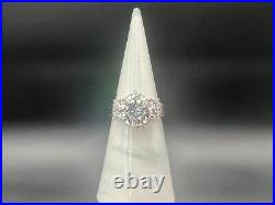 Sterling Silver CZ Engagement Ring Size 8.5 10mm Center Stone Marked