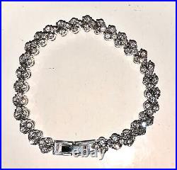 Sterling Silver CZ Tennis Bracelet Link Marked 925 Glam Ice Glitz Vtg Minte 6.5