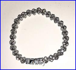 Sterling Silver CZ Tennis Bracelet Link Marked 925 Glam Ice Glitz Vtg Minte 6.5