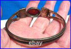 Sterling Silver Carnelian Bangle Bracelet Marked 90k Vintage 28 Grams 1/2 Wide