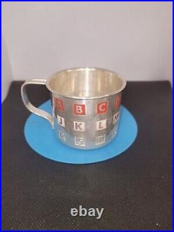 Sterling Silver Childs / Baby Cup Enamel ABC's marked Cartier, The Thomae Co