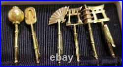 Sterling Silver Cocktail Martini Picks Hors D'oeuvre Forks Asian Themed Marked