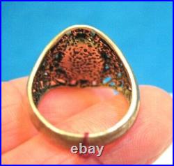 Sterling Silver Coral Ring Band Size 5.5 Signed M. G. 5.6 Grams