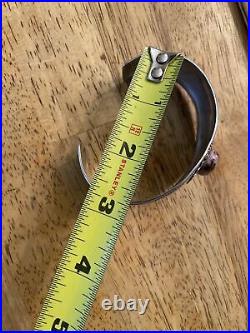 Sterling Silver Cuff bracelet 925 PINK STONE LG adjustable marked Rhodonite