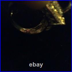 Sterling Silver Designer Tigers Eye, Citrine, CZ's Filigree Ring Sz 9 Marked 925