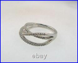Sterling Silver Diamond Chip Triple Band Twist Ring Marked Sun Size 7