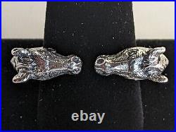 Sterling Silver Double Horse Head Ring 8.2g Sz 10.5 Signed