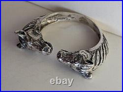 Sterling Silver Double Horse Head Ring 8.2g Sz 10.5 Signed