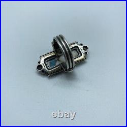 Sterling Silver FD 925 Marked Sz 9 Ring Turquoise Quartz Stone 9.4g