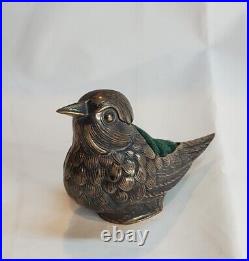 Sterling Silver Figural Bird Pin Cushion Marked 925 RM Trush