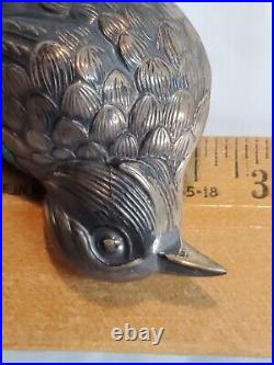 Sterling Silver Figural Bird Pin Cushion Marked 925 RM Trush