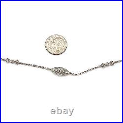 Sterling Silver Filigree Diamond Station Necklace 40 Rope Vintage Marked 925