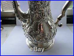 Sterling Silver Georgian Coffee Pot, Later Chased & Engraved London 1768 Marked