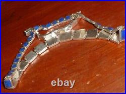 Sterling Silver Graduated Lapis Luzuli Necklace 17- 45.44 Grams