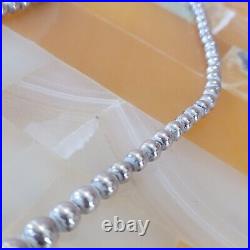 Sterling Silver Graduating Ball Bead Necklace Signed Marked Estate 925