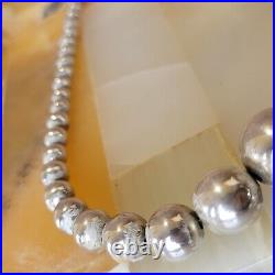 Sterling Silver Graduating Ball Bead Necklace Signed Marked Estate 925