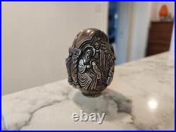 Sterling Silver Greece RELIGIOUS Design Egg Shaped Paperweight marked AG 999