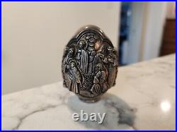 Sterling Silver Greece RELIGIOUS Design Egg Shaped Paperweight marked AG 999