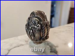 Sterling Silver Greece RELIGIOUS Design Egg Shaped Paperweight marked AG 999