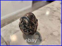 Sterling Silver Greece RELIGIOUS Design Egg Shaped Paperweight marked AG 999