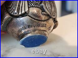 Sterling Silver Greece RELIGIOUS Design Egg Shaped Paperweight marked AG 999