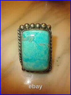 Sterling Silver HUGE Navajo 925 ring marked RR turquoise vintage sz 11 Hand-made