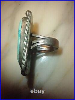 Sterling Silver HUGE Navajo 925 ring marked RR turquoise vintage sz 11 Hand-made