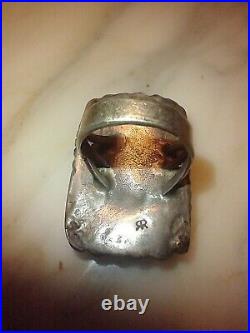 Sterling Silver HUGE Navajo 925 ring marked RR turquoise vintage sz 11 Hand-made