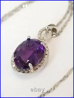 Sterling Silver High Quality Amethyst Necklace. Marked 925 and gem tested