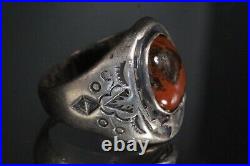 Sterling Silver Horseshoe Jasper Navajo Cab Marked Bell Men's Ring