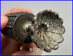 Sterling Silver Israeli Spice Tower Yemenite Style Marked 925 Mid Century Look