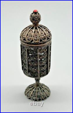 Sterling Silver Israeli Spice Tower Yemenite Style Marked 925 Mid Century Look