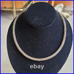 Sterling Silver Italy 925 Twist Etched Chain Signed Marked Statement