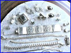 Sterling Silver Jewelry Lot Scrap Wear Resell All Marked, 170 grams