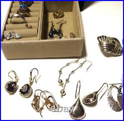 Sterling Silver Lot Wearable Marked 925 Earrings, Necklaces, Rings etc 210.80 gr