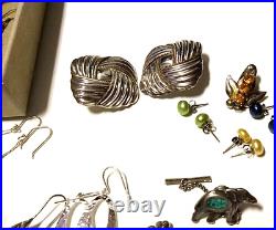 Sterling Silver Lot Wearable Marked 925 Earrings, Necklaces, Rings etc 210.80 gr