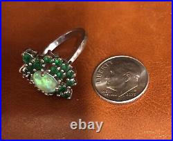 Sterling Silver MARKED 925 Green Opal And Emeralds Ring Size 7