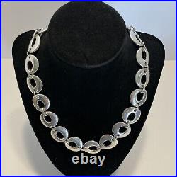 Sterling Silver Marked 925 Circular Chain Link Necklace Choker 18