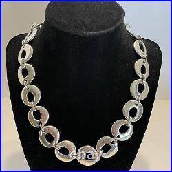 Sterling Silver Marked 925 Circular Chain Link Necklace Choker 18