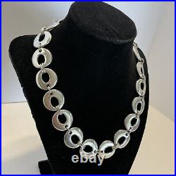 Sterling Silver Marked 925 Circular Chain Link Necklace Choker 18