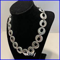 Sterling Silver Marked 925 Circular Chain Link Necklace Choker 18