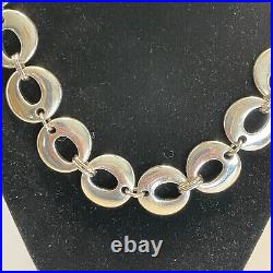 Sterling Silver Marked 925 Circular Chain Link Necklace Choker 18