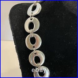 Sterling Silver Marked 925 Circular Chain Link Necklace Choker 18