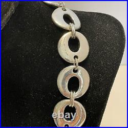 Sterling Silver Marked 925 Circular Chain Link Necklace Choker 18