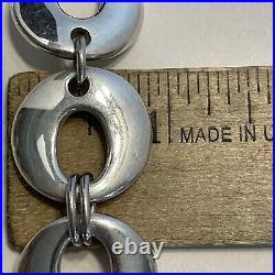 Sterling Silver Marked 925 Circular Chain Link Necklace Choker 18