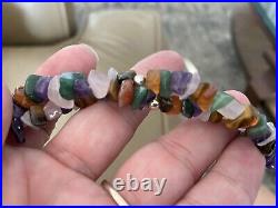 Sterling Silver Marked 925 Genuine Multi Gemstone Chip Double Strand Necklace