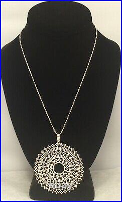 Sterling Silver Marked 925 Italy Beaded Pendant 18 Necklace
