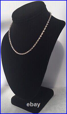 Sterling Silver Marked 925 Made in Italy 15'' Spiral Chain Necklace Used In Box