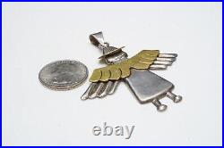 Sterling Silver Mexico 925 HOB Marked Nice Gold Toned 2 1/2 Angel Pendant 11.7g